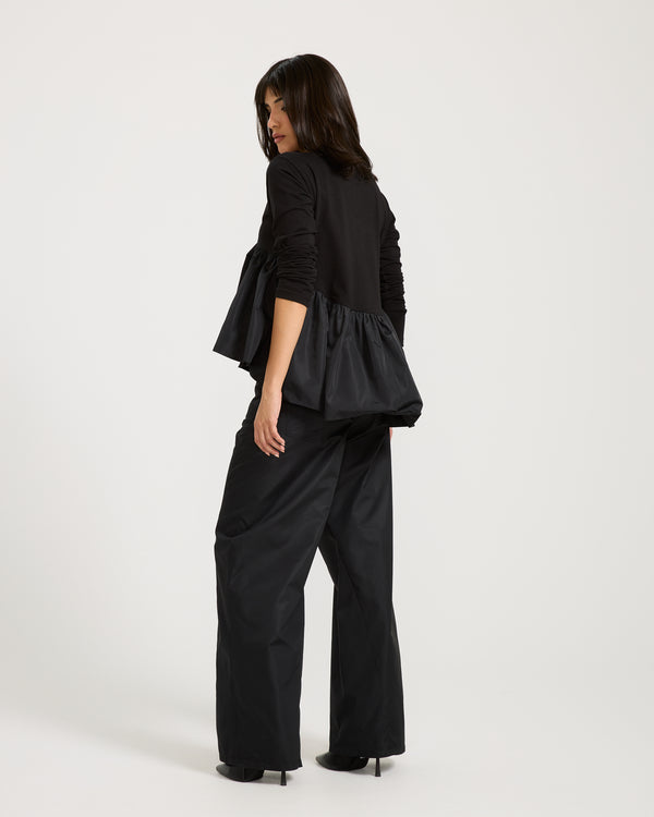 Waterproof Puplum T-Shirt In Black