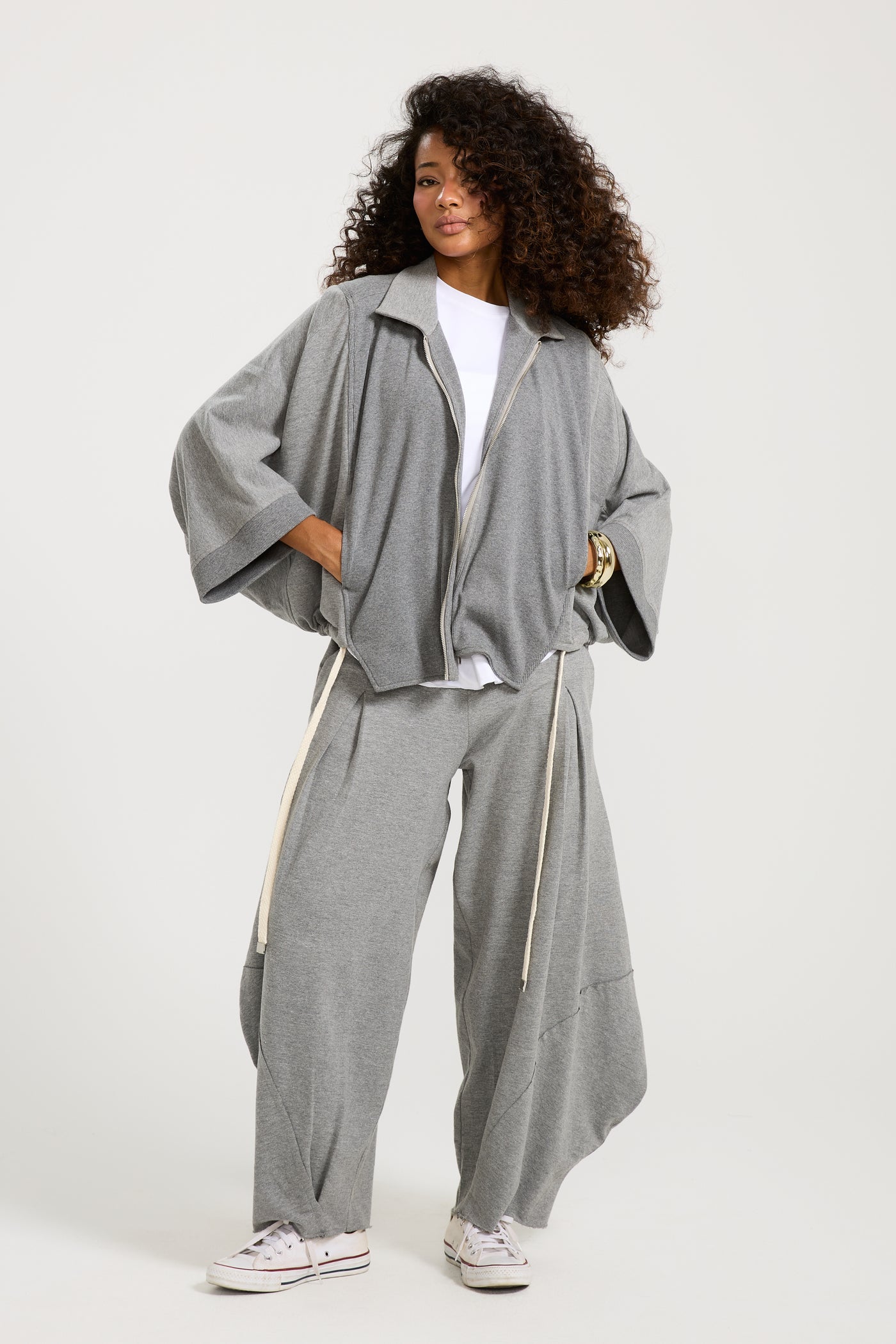 Patchwork Hoodie In Grey