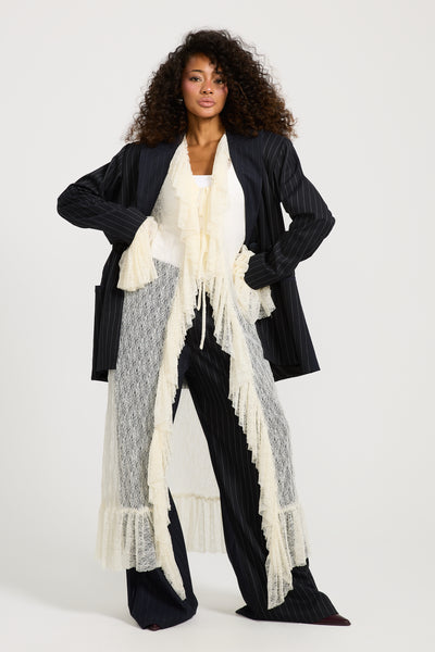 Oversize Patch Work Striped Blazer