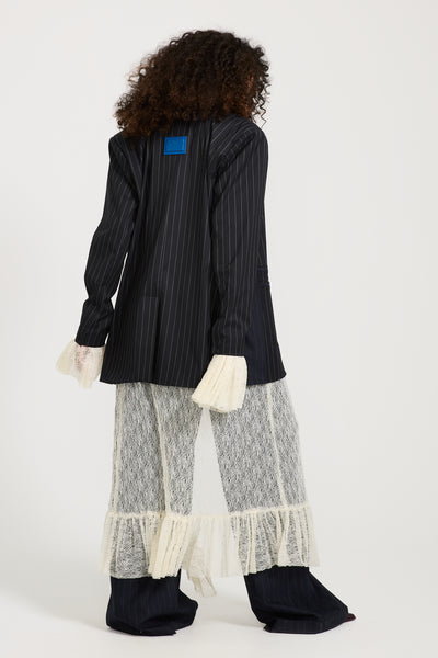 Oversize Patch Work Striped Blazer