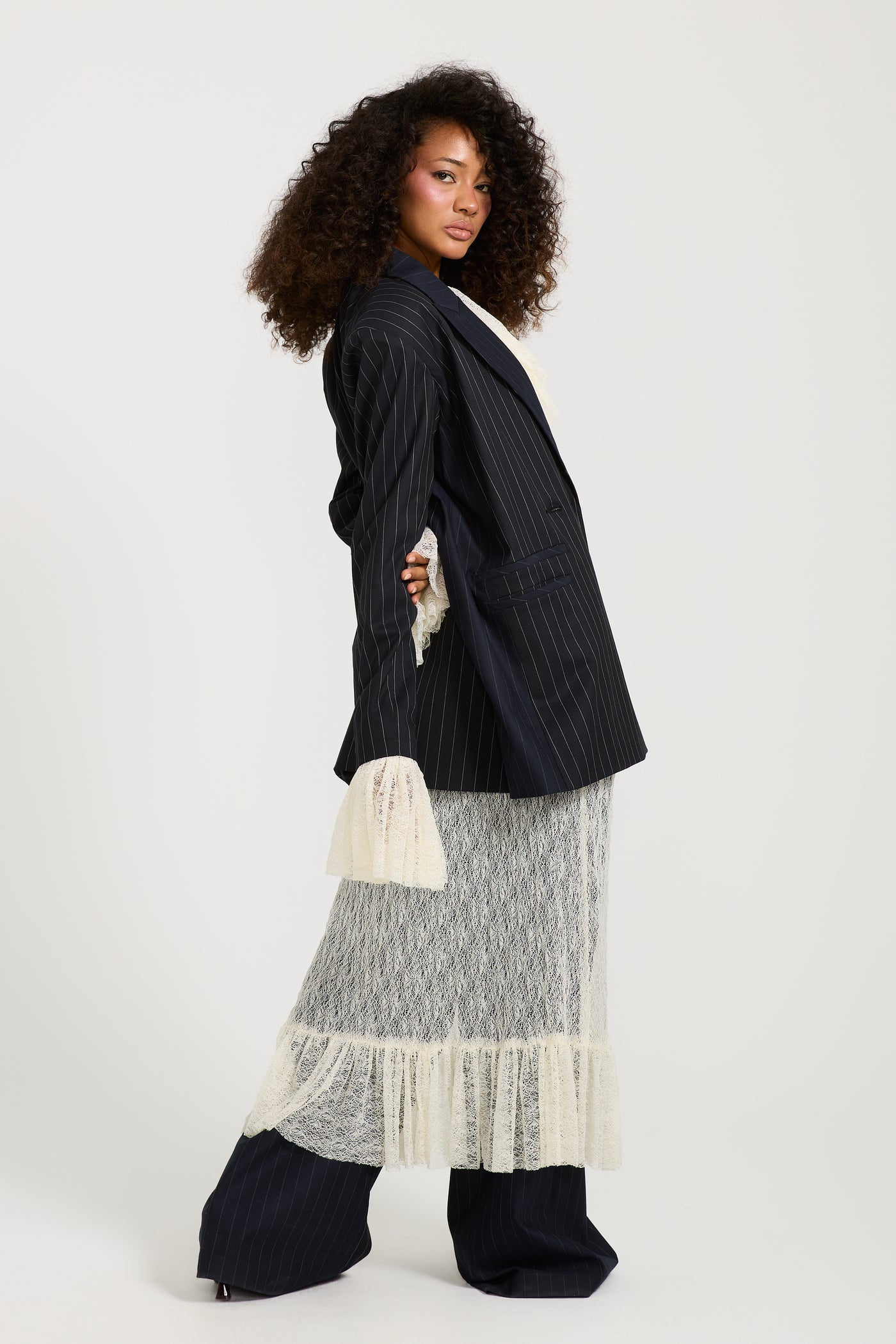 Oversize Patch Work Striped Blazer