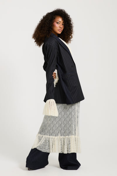 Oversize Patch Work Striped Blazer