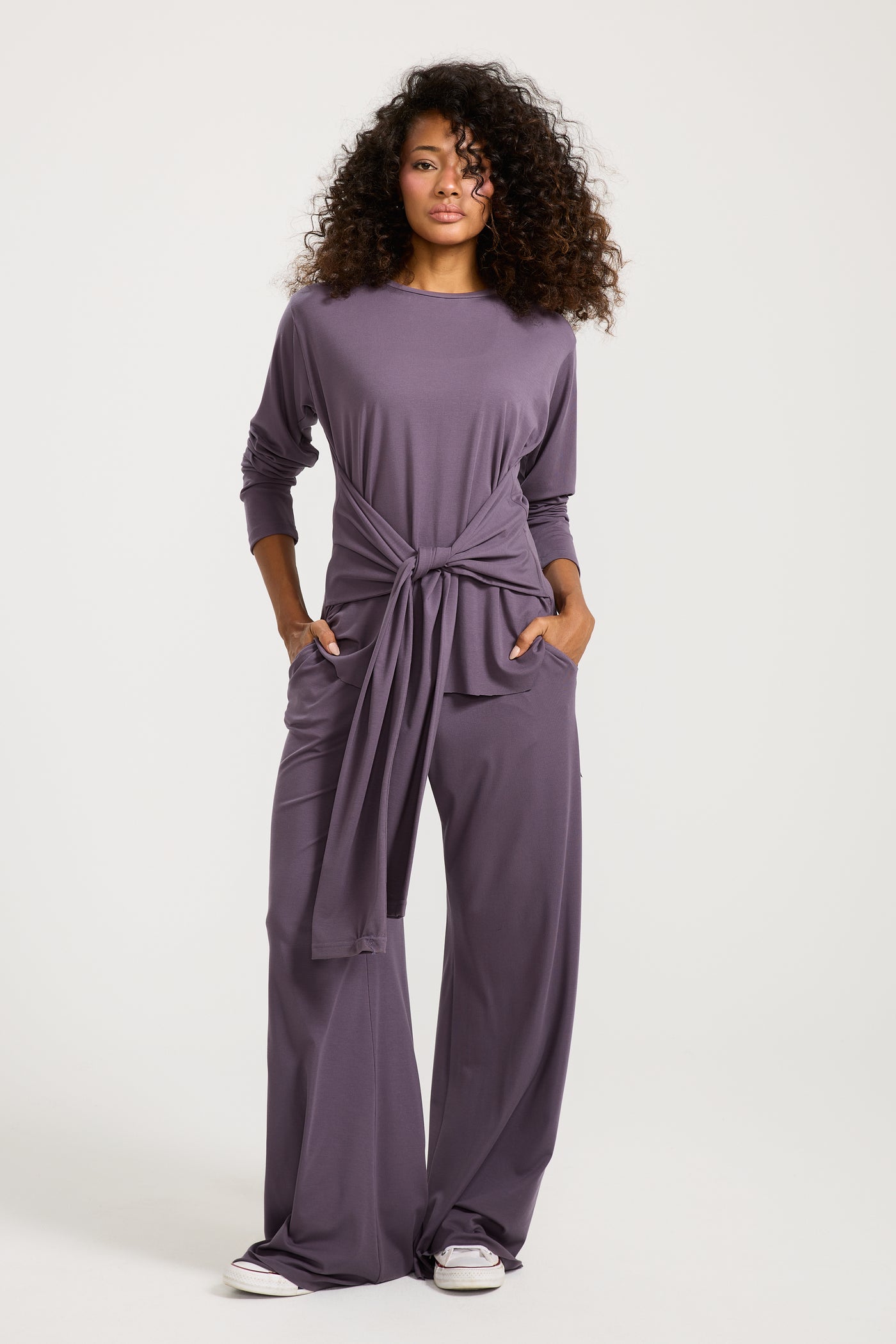 Basic Belted High Low Top Purple