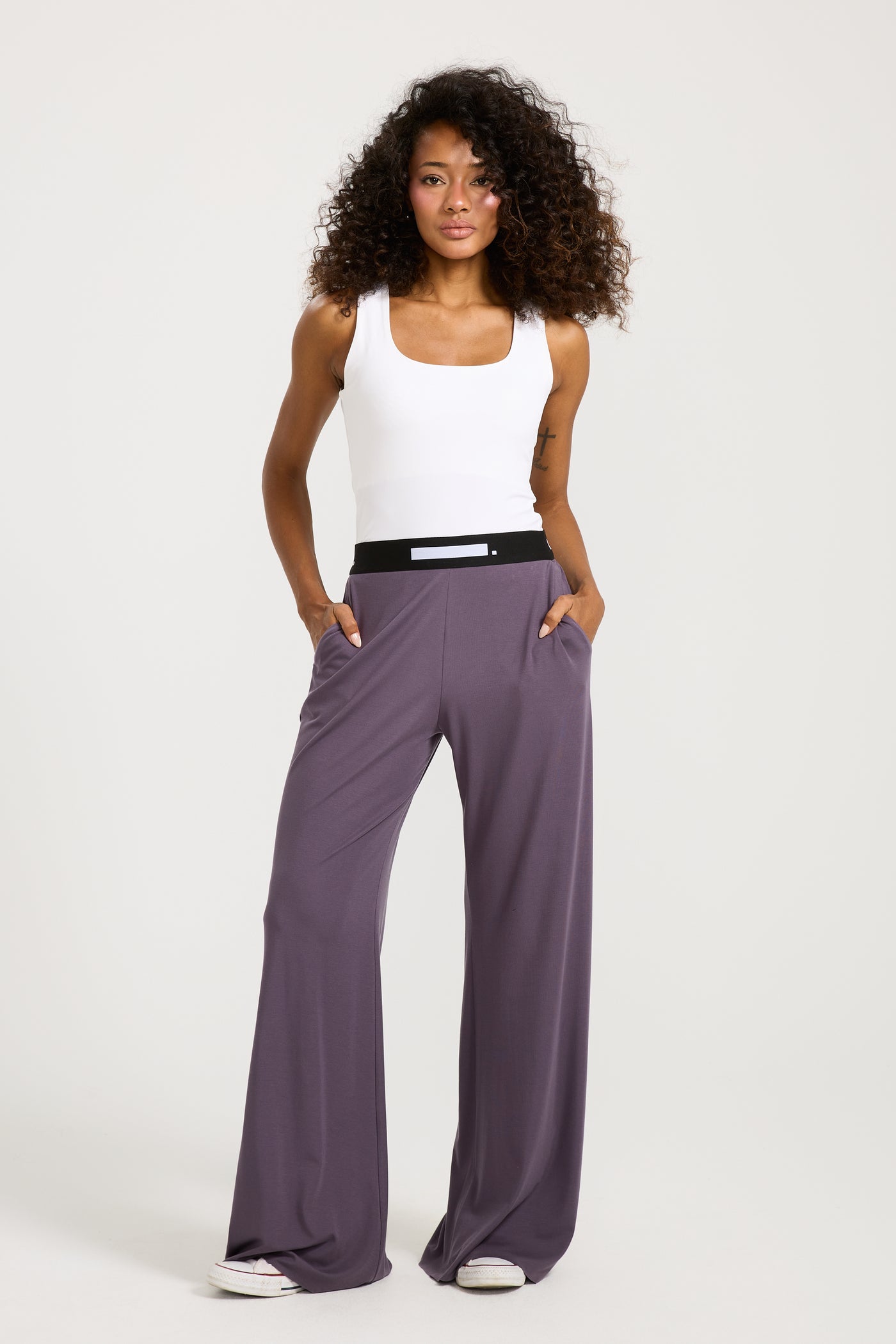 Logo Waist Pants Purple