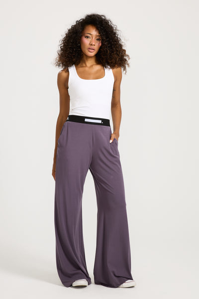 Logo Waist Pants Purple