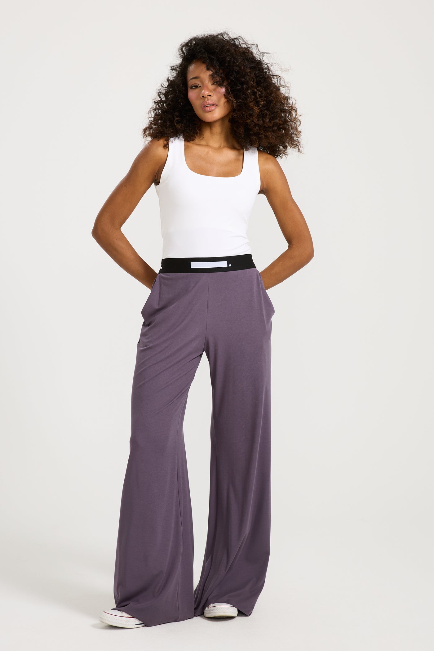 Logo Waist Pants Purple