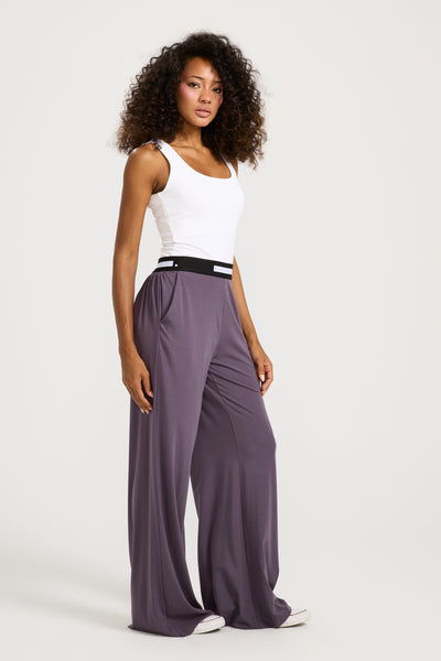 Logo Waist Pants Purple