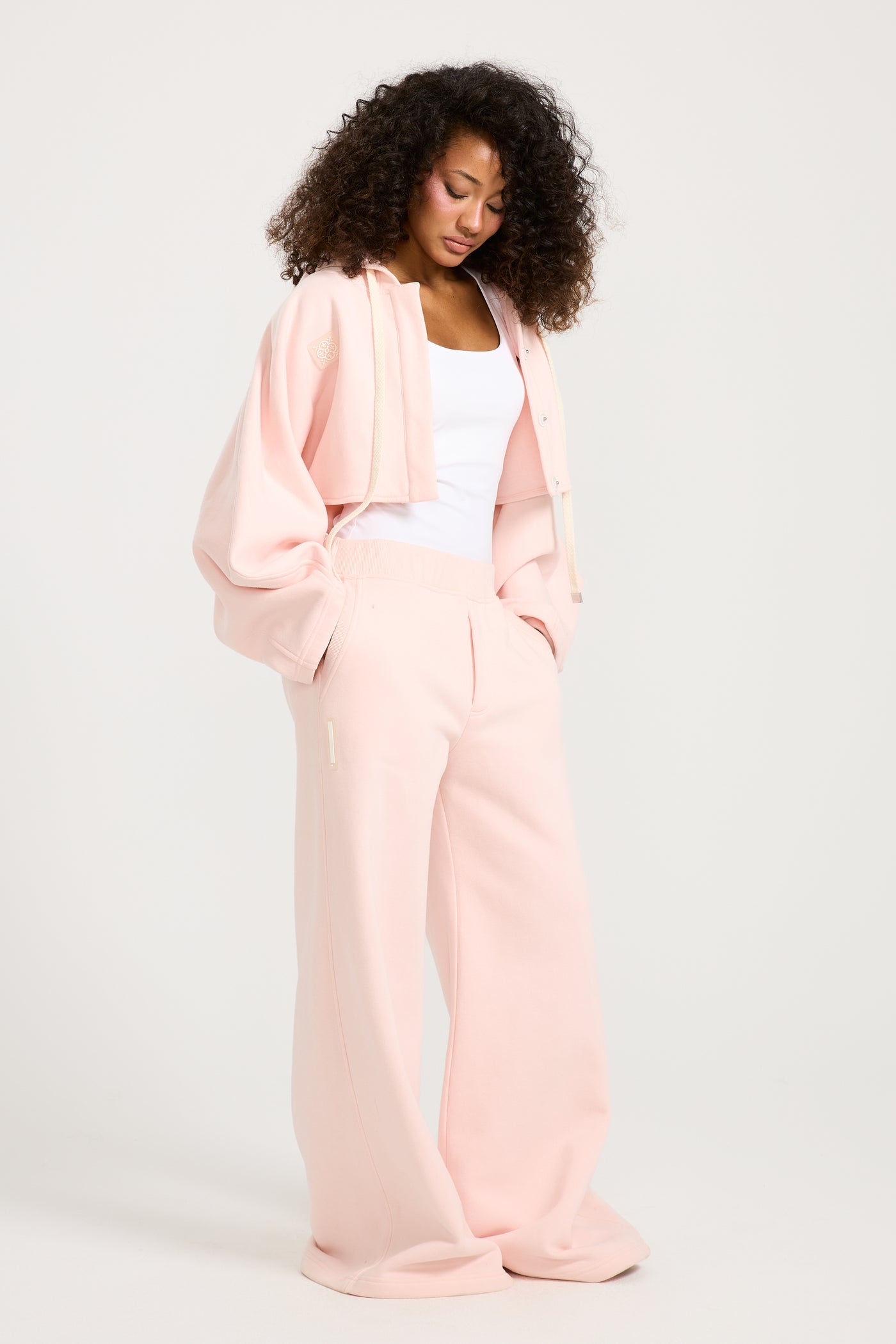 Cropped Pointed Sleeves Pink Jacket