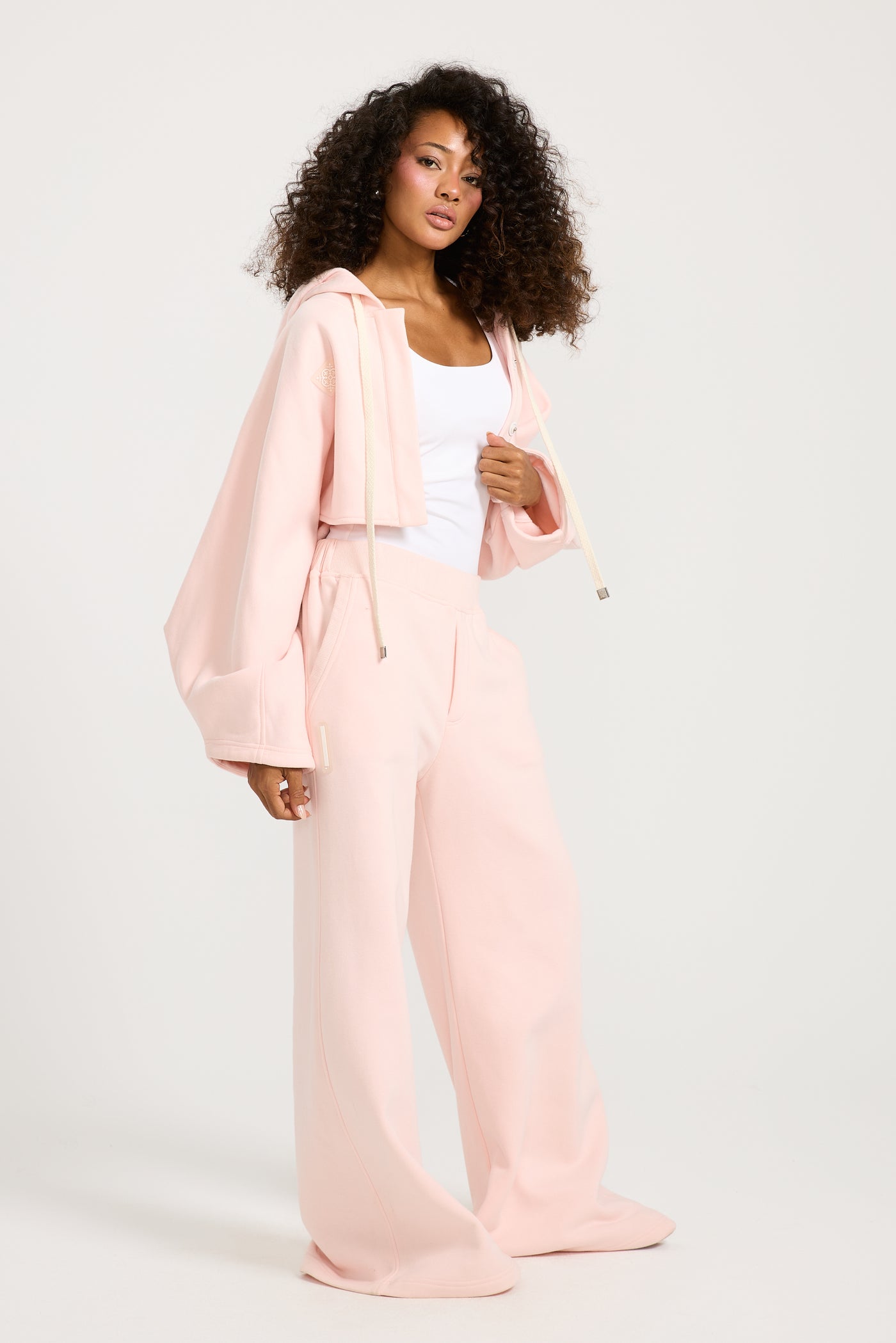 Cropped Pointed Sleeves Pink Jacket