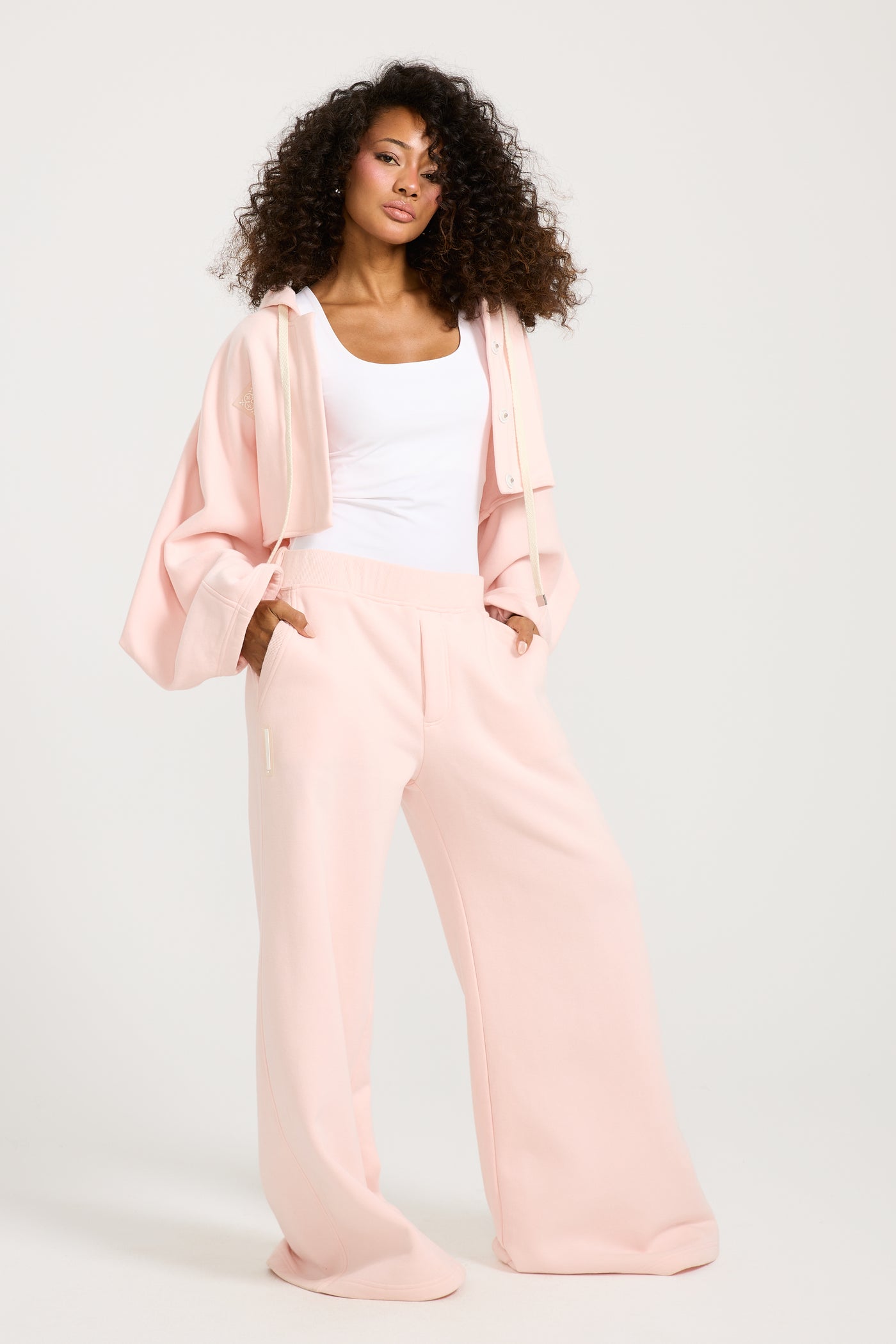 Cropped Pointed Sleeves Pink Jacket