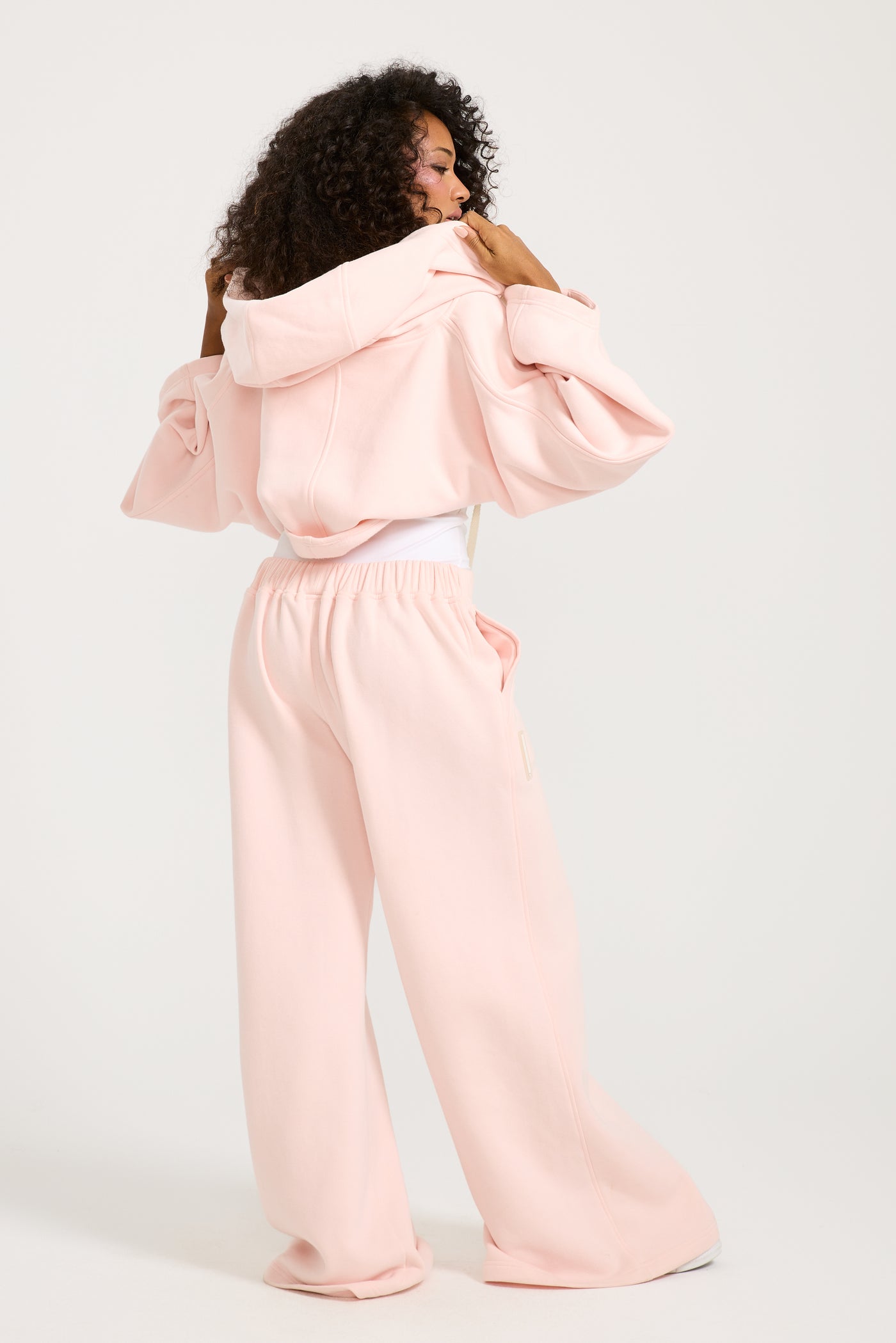 Cropped Pointed Sleeves Pink Jacket