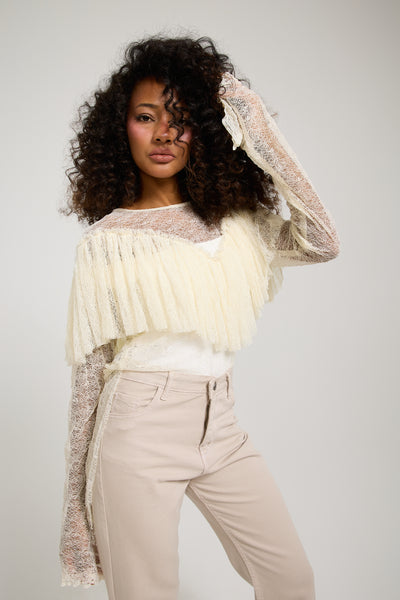 V Ruffles Lace Top