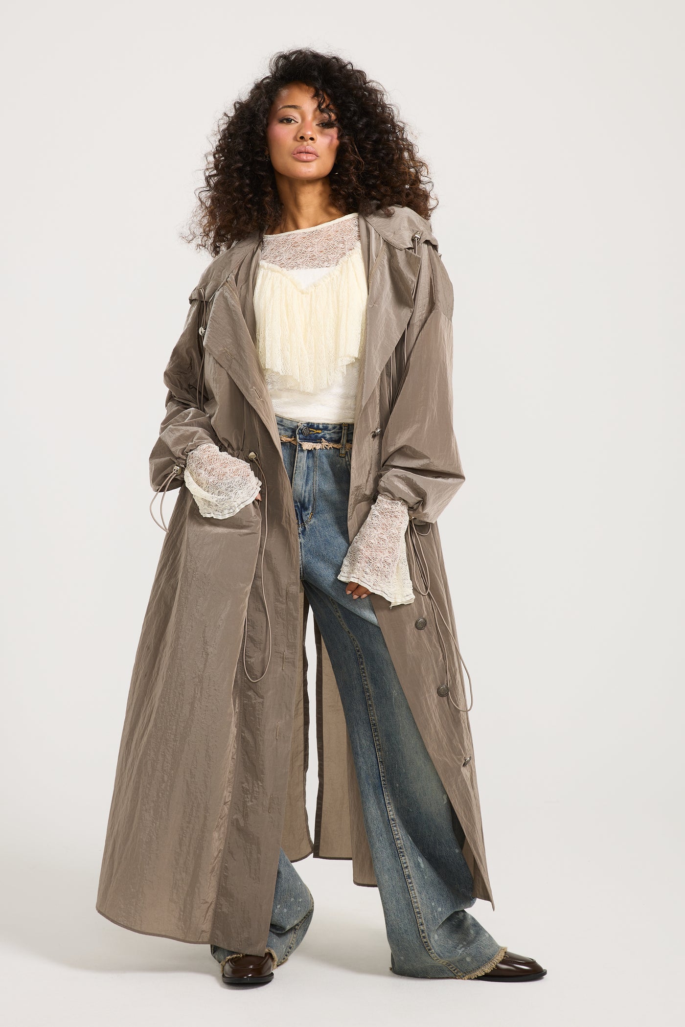Maxi Waterproof Rain Coat In Grey