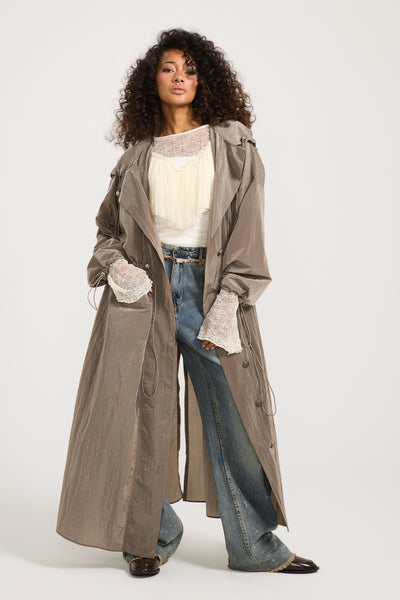 Maxi Waterproof Rain Coat In Grey