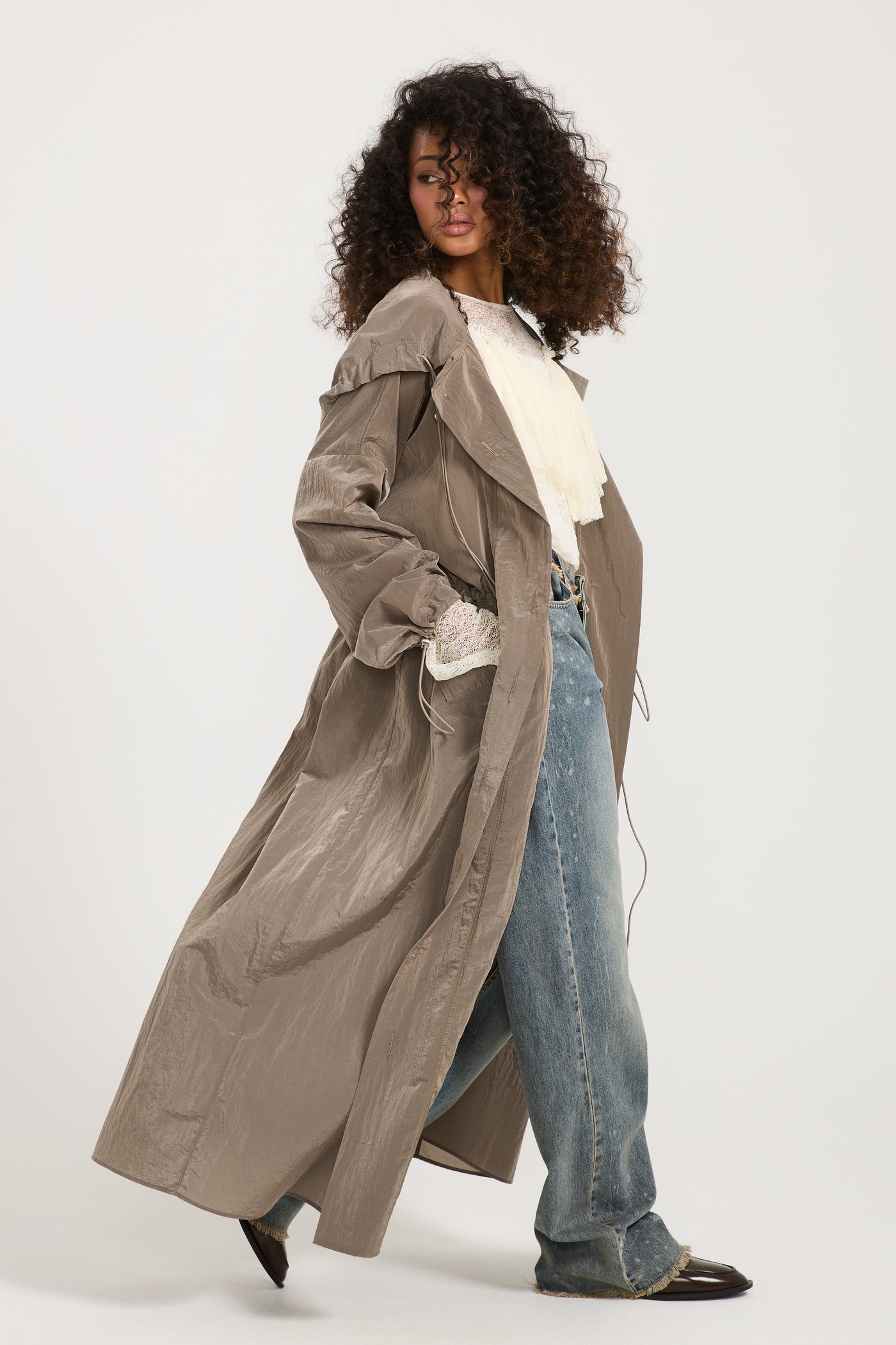 Maxi Waterproof Rain Coat In Grey