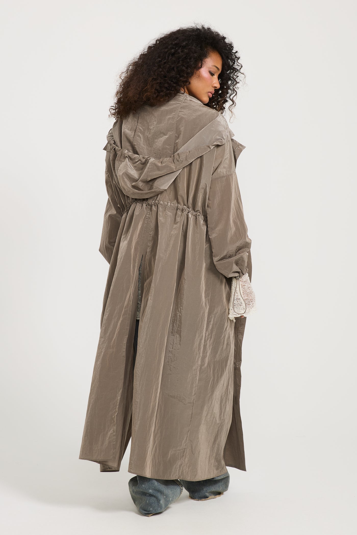 Maxi Waterproof Rain Coat In Grey