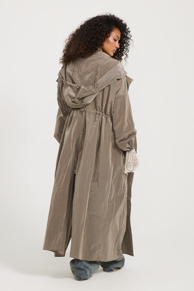 Maxi Waterproof Rain Coat In Grey