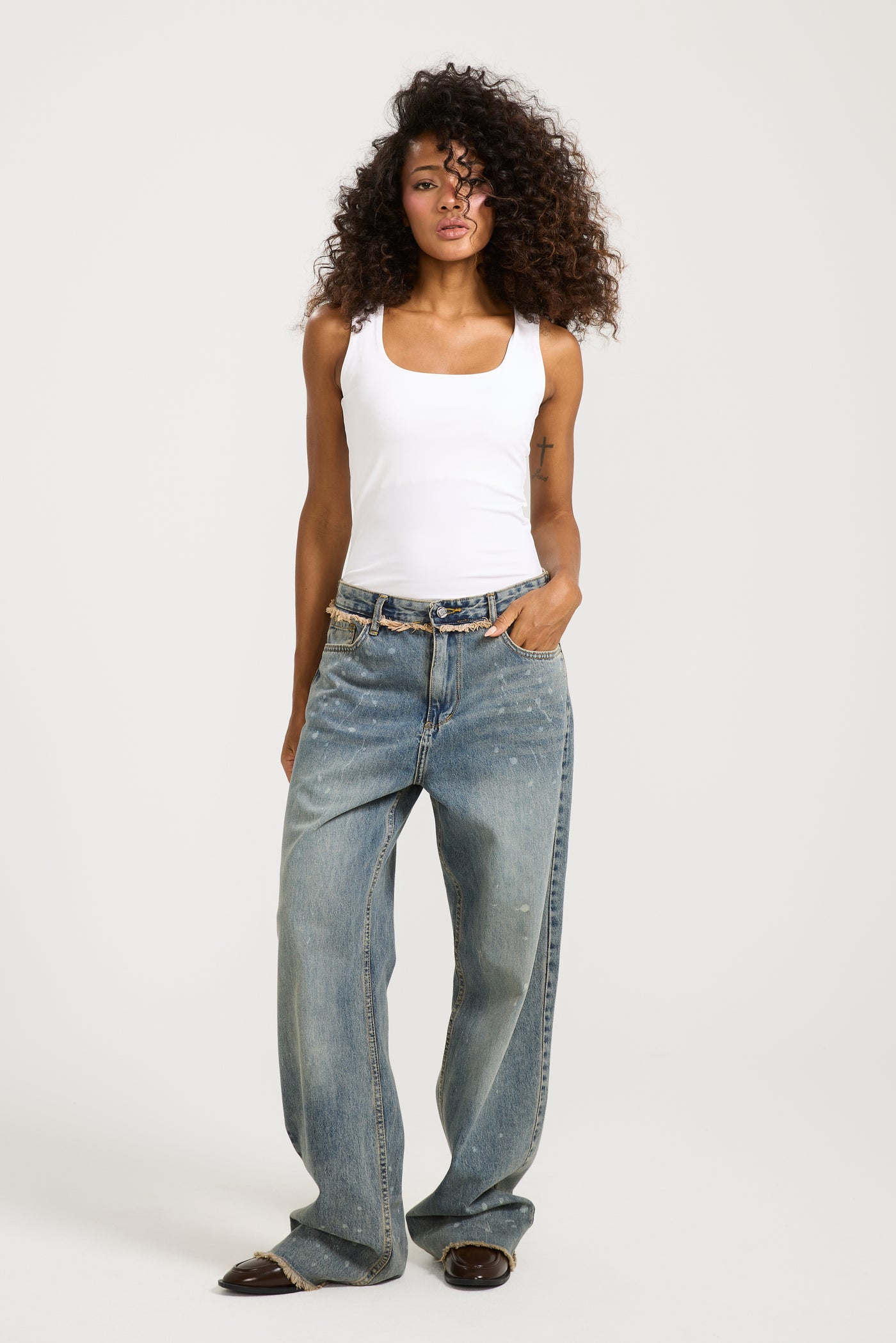 Unfinished Denim In Dirty Wash