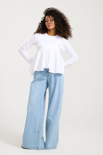 Waterproof Peplum T-Shirt In White