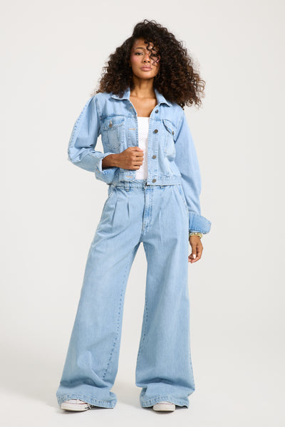 Puffy Shoulders Denim Jacket