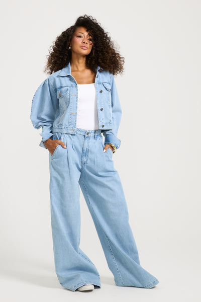 Puffy Shoulders Denim Jacket