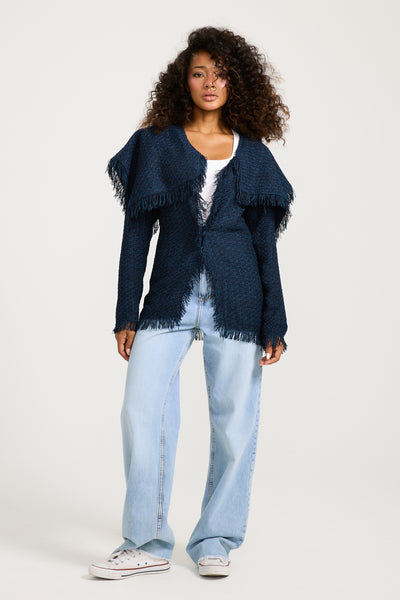 Big Collar Tweed Jacket