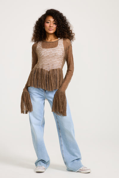Bottom V Ruffle Top