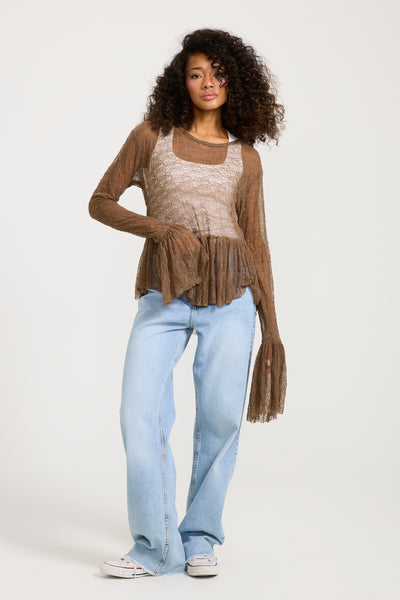 Bottom V Ruffle Top