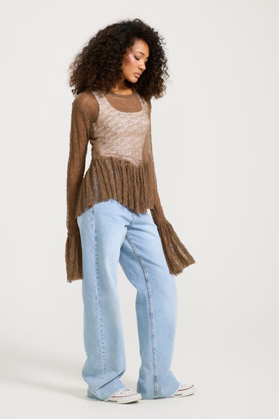 Bottom V Ruffle Top