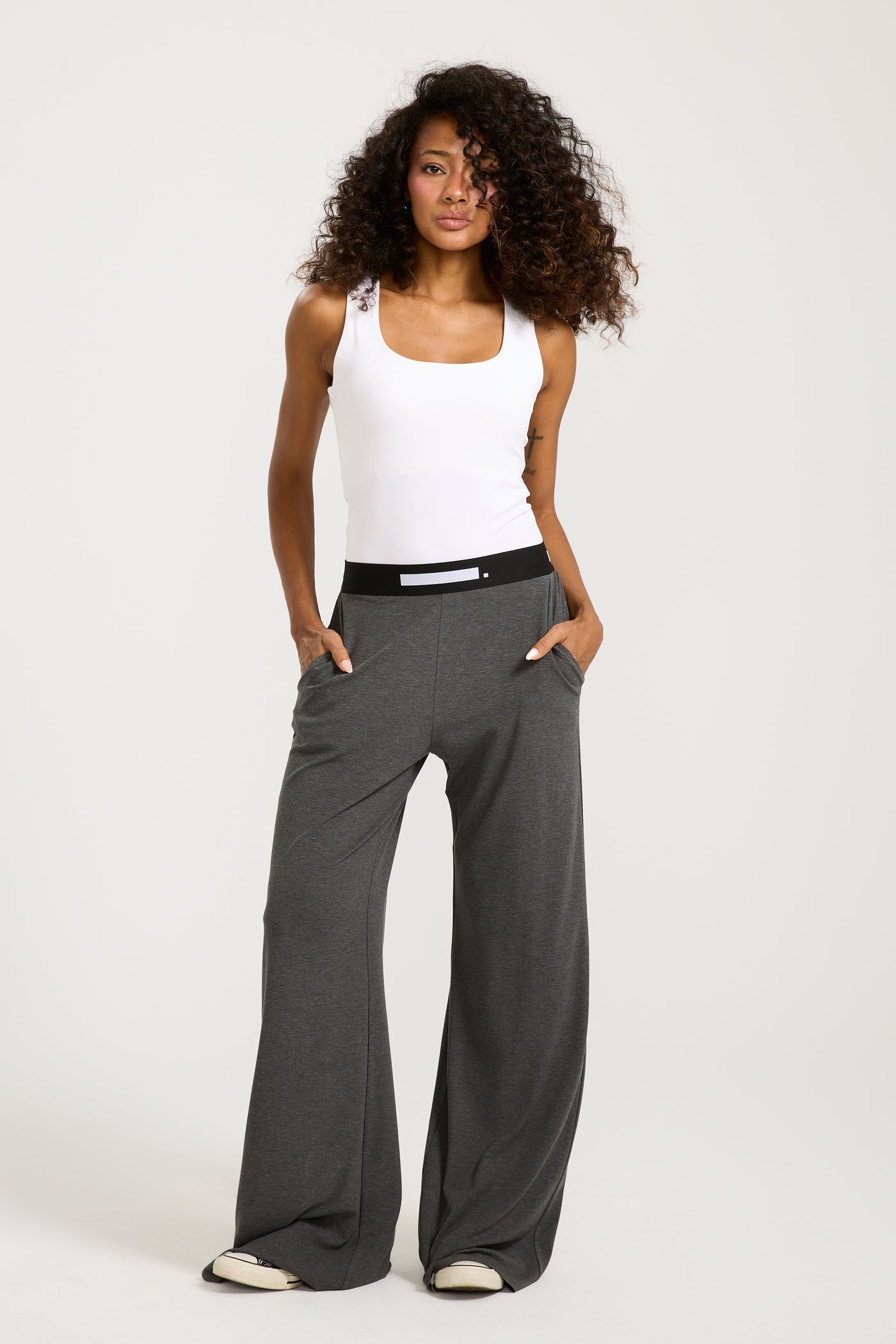 Logo Waist Pants Grey