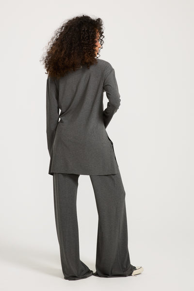 Asymmetrical Side Cut Grey Top