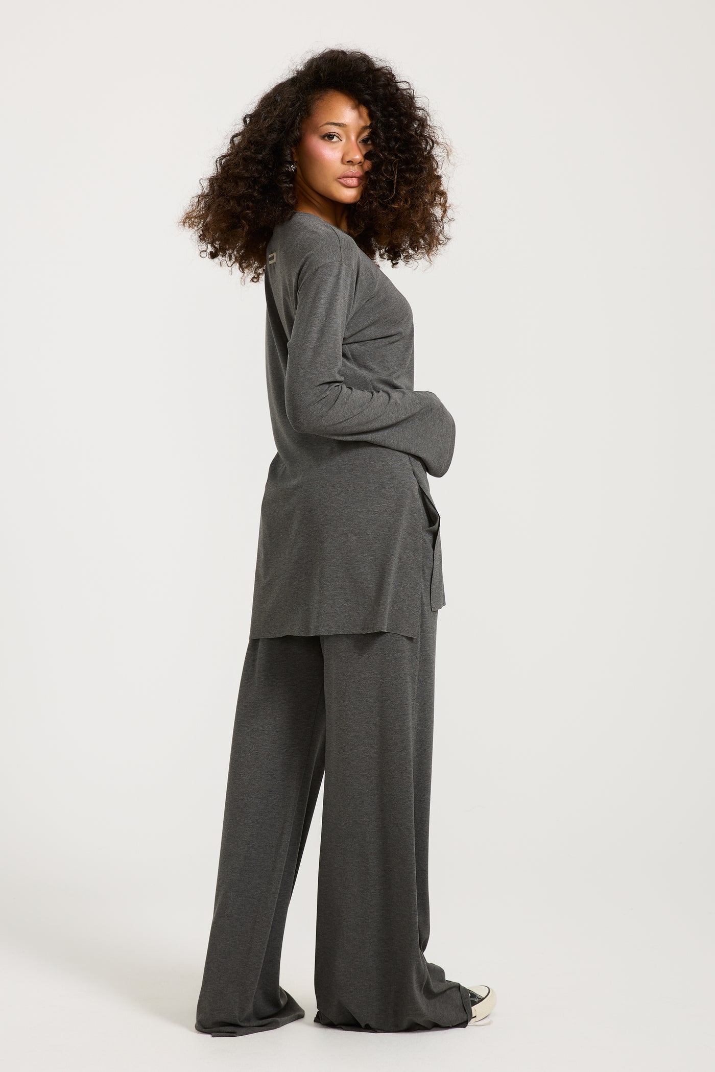 Asymmetrical Side Cut Grey Top