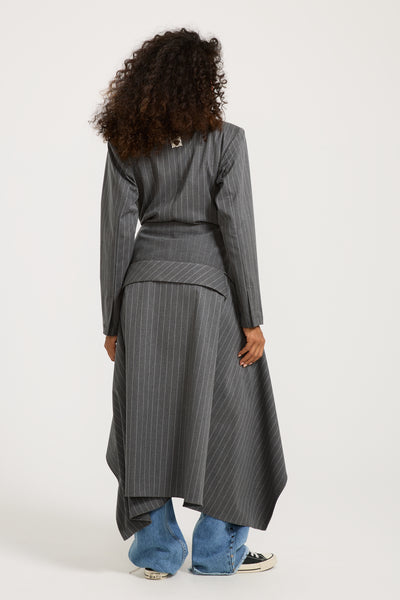 Striped Maxi Wraparound Blazer