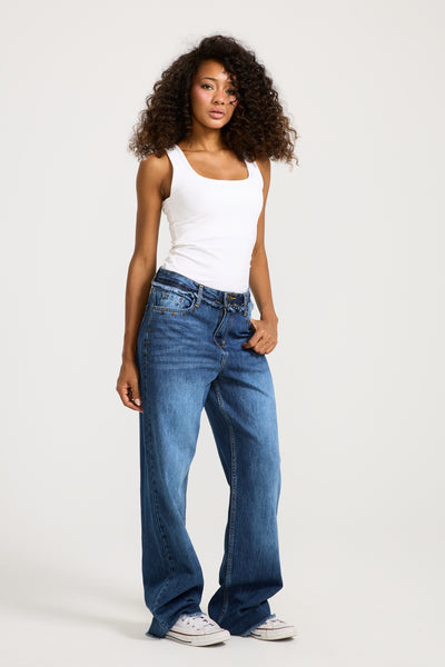 Unfinished Studded denim Dark Wash