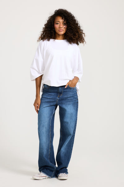 Unfinished Studded denim Dark Wash