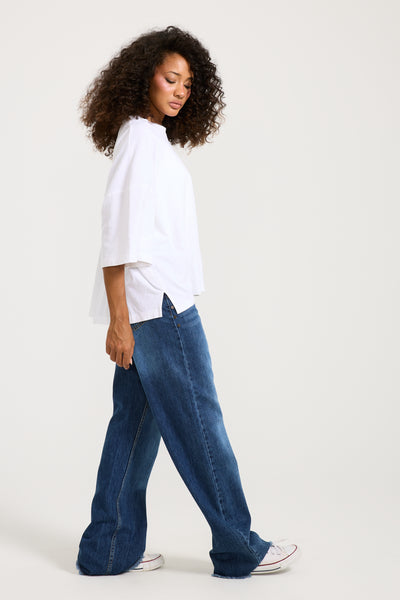 Oversize Half Sleeves T-shirt White