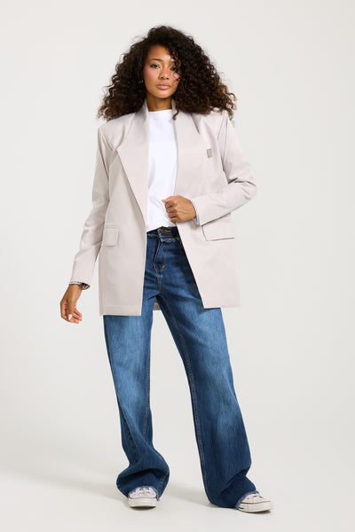 Satin Light Grey Blazer