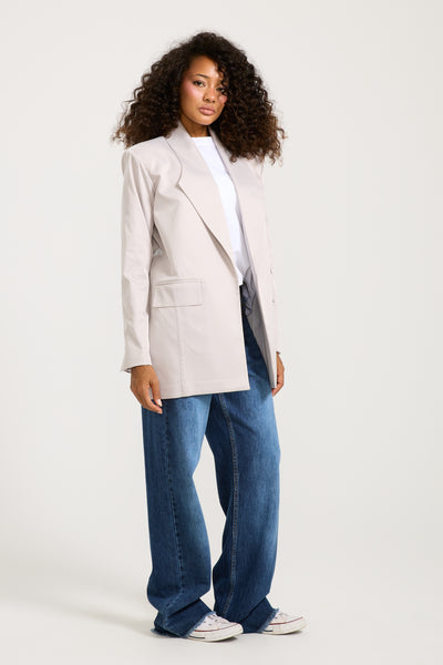 Satin Light Grey Blazer
