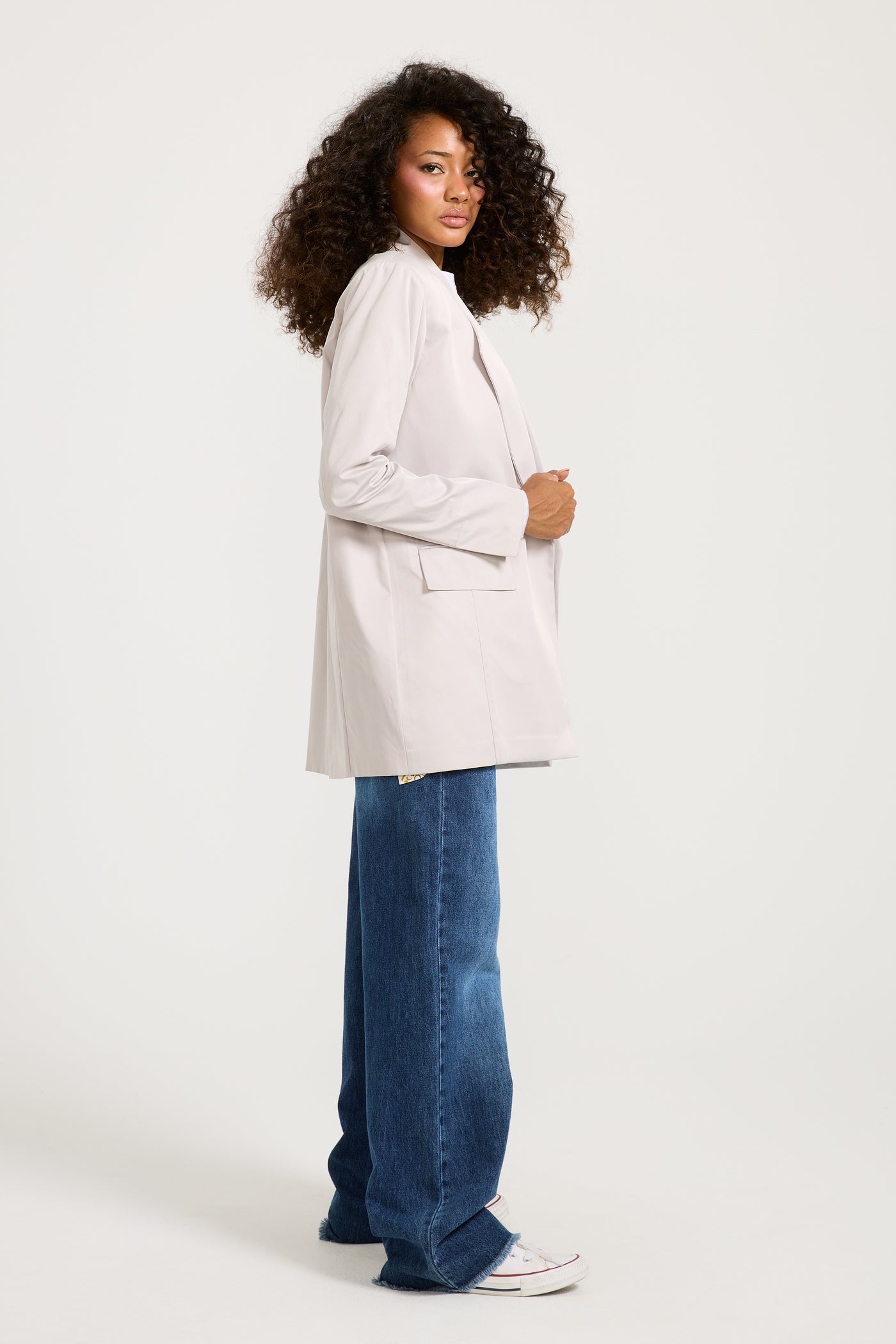 Satin Light Grey Blazer