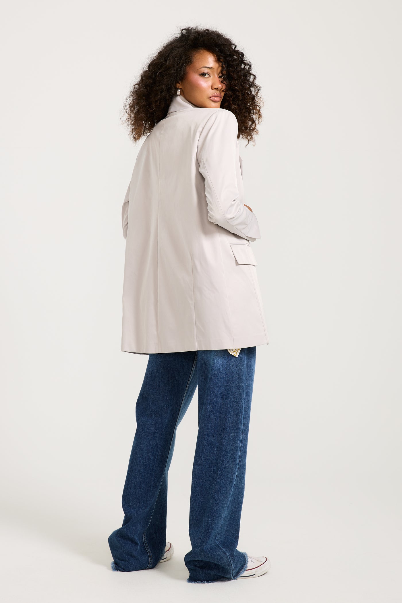 Satin Light Grey Blazer