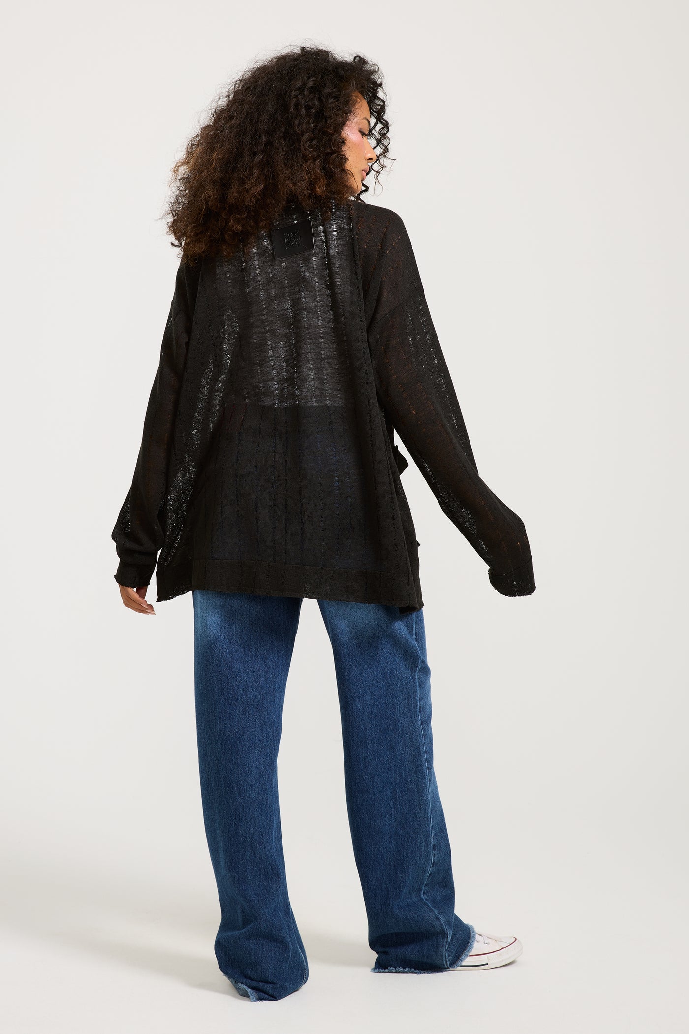 Ripped Oversize Cardigan In Black