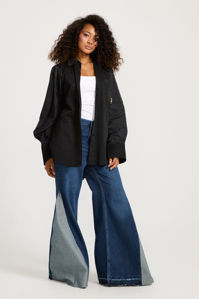 Waterproof Sleeves Shirt In Black