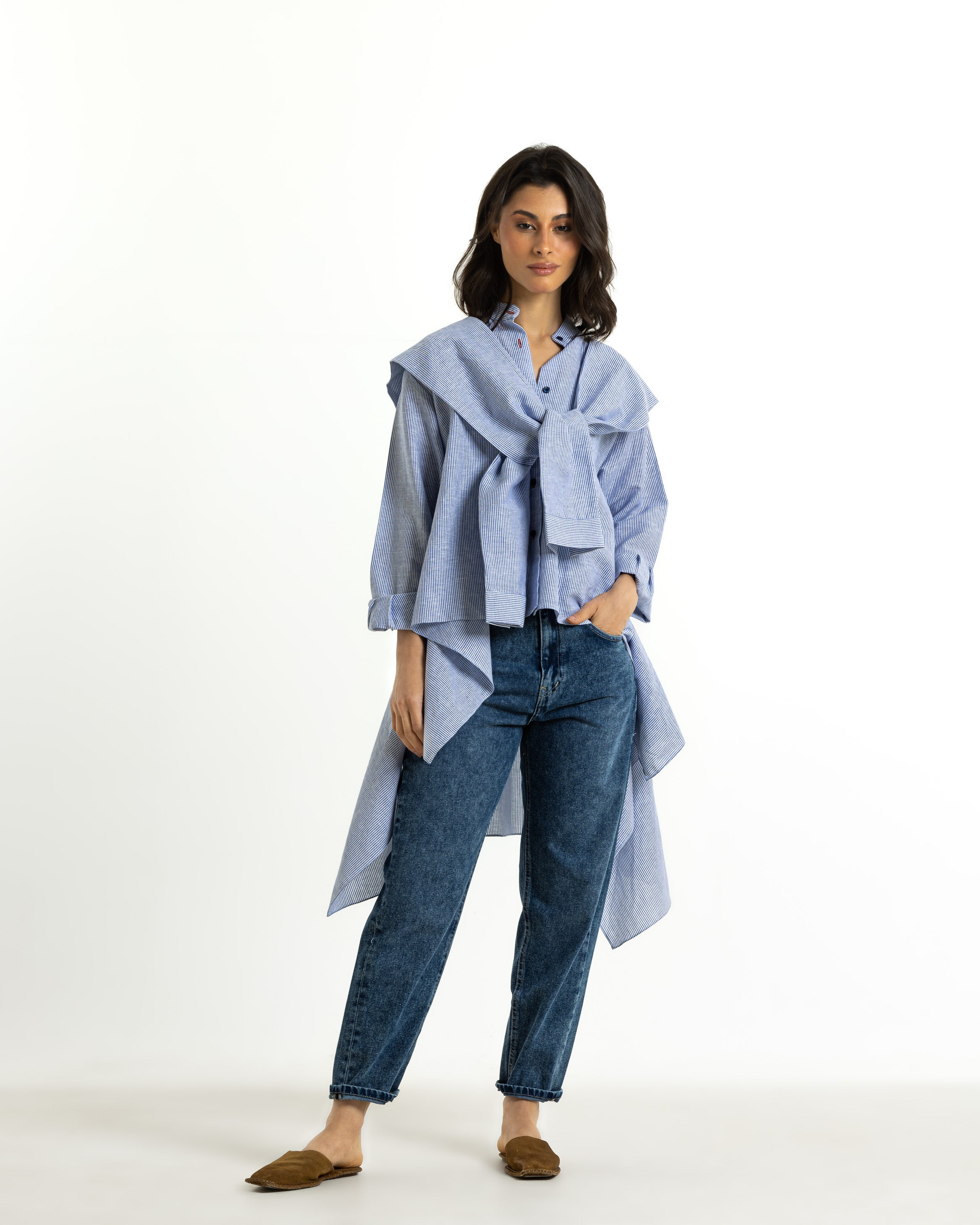 Linen Shirt With Extra Shoulder Sleeves