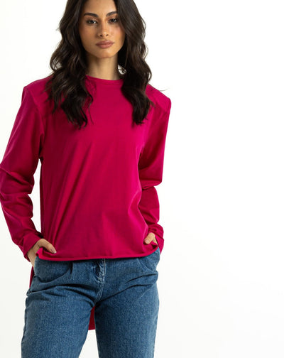 Bold Shoulders T-Shirt In Fuchsia