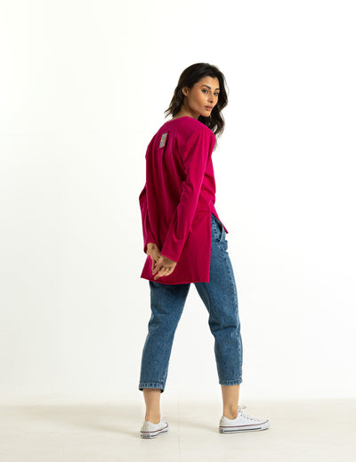Bold Shoulders T-Shirt In Fuchsia
