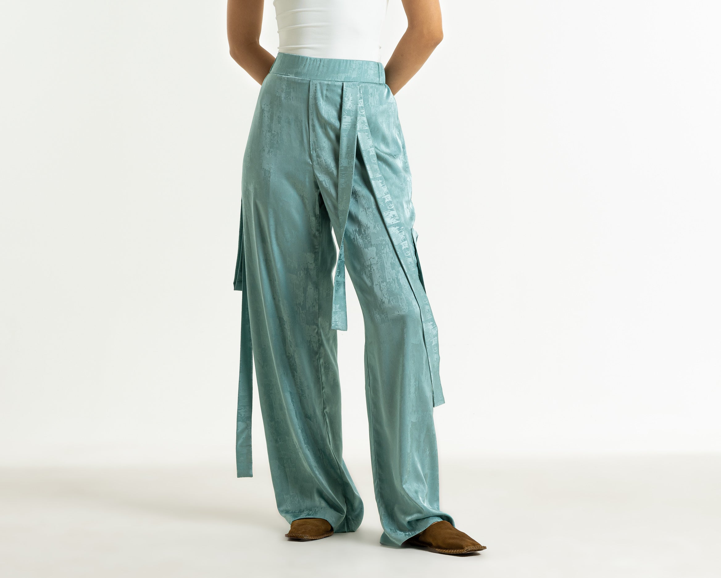 Flying Straps Palazzo Pants In Sky Blue