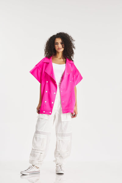 Satin Bold Shoulders Vest