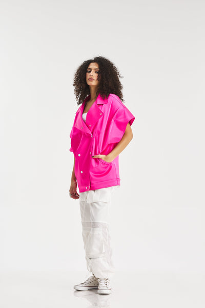 Satin Bold Shoulders Vest