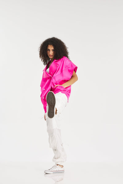 Satin Bold Shoulders Vest