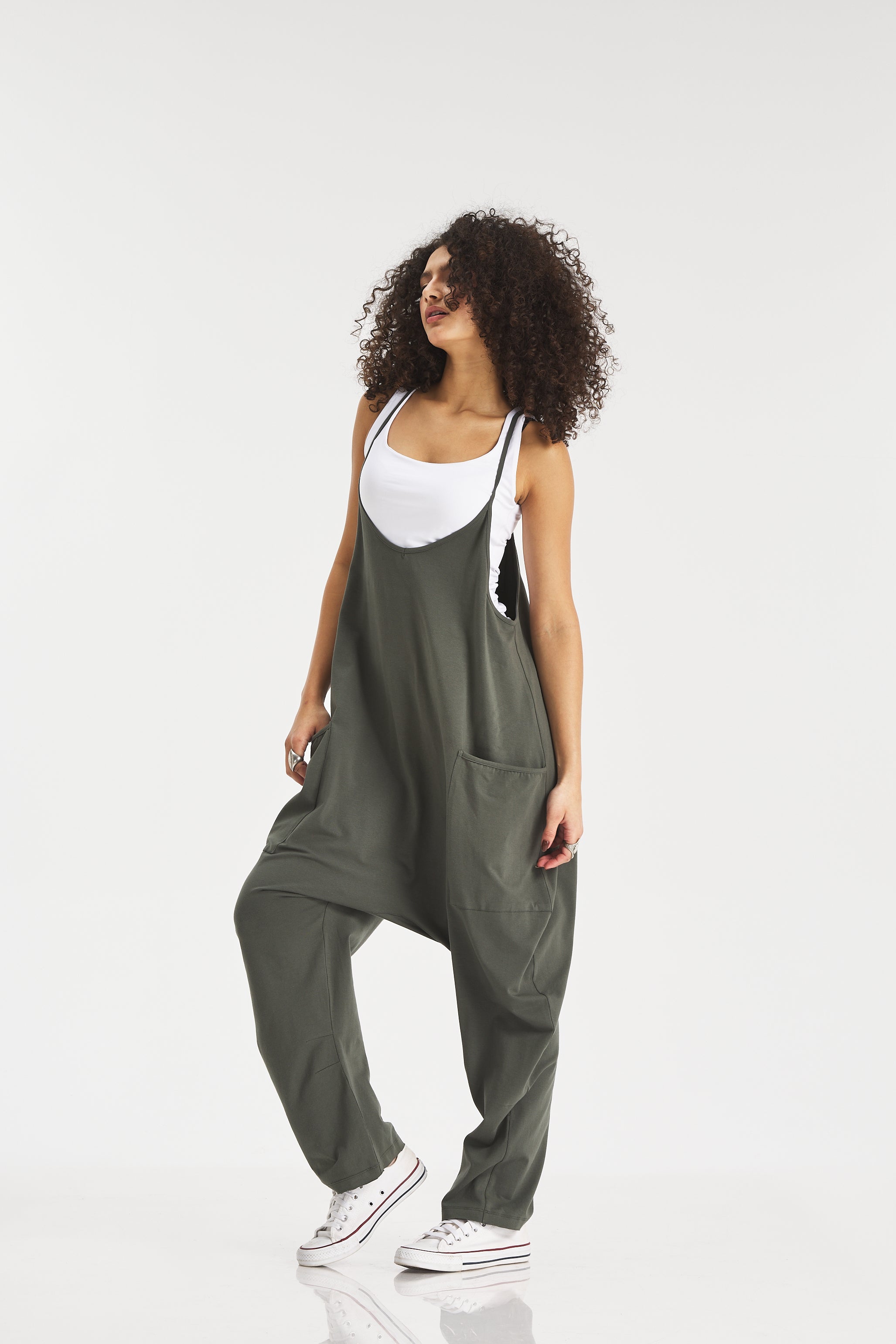 Balloon Cotton Overall In Olive